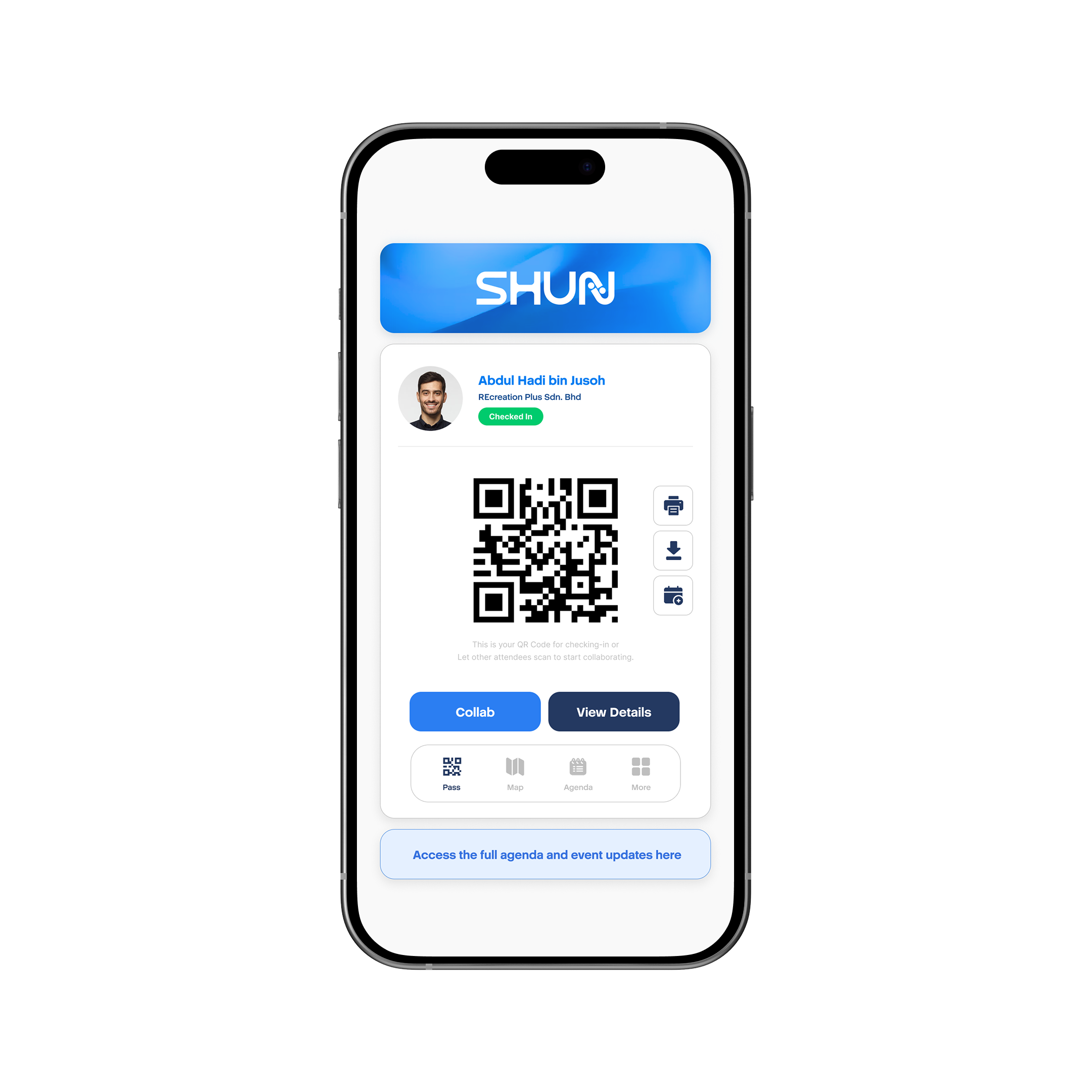 SHUN attendee registration on mobile